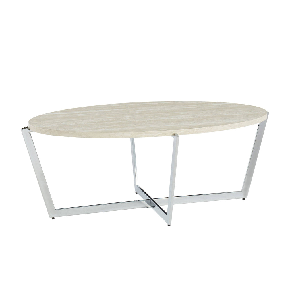 Contemporary Oval Chrome Coffee Table Q5943
