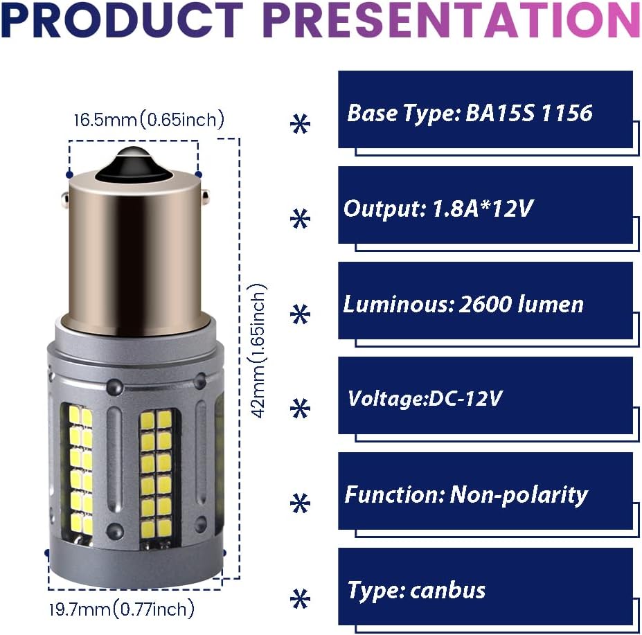 1156 BA15S P21W LED Bulb White (Pack of 2) G10454