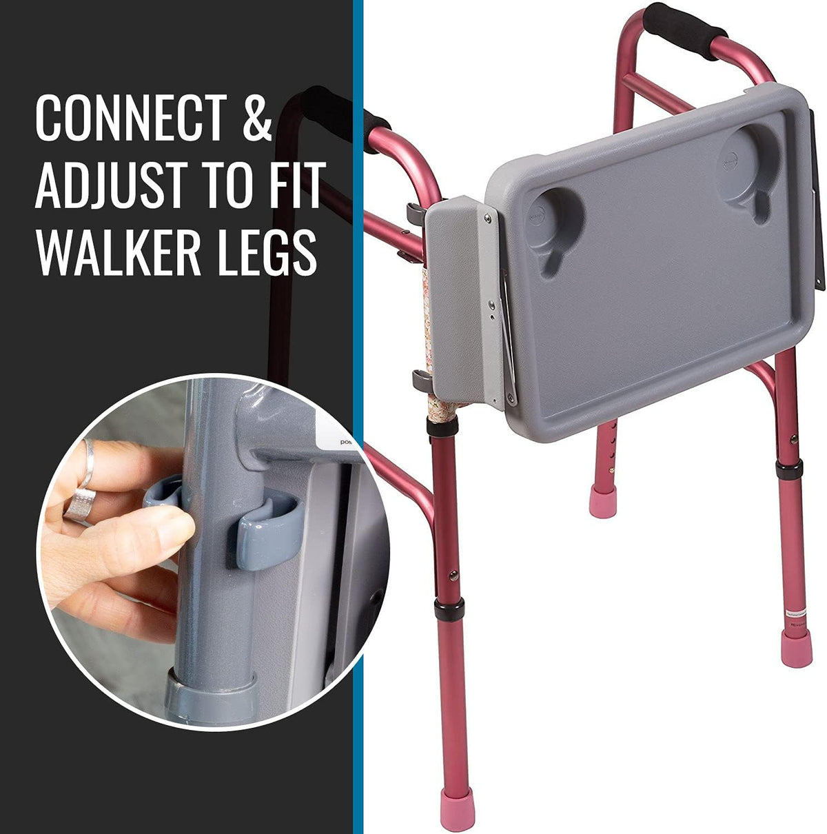 Folding Walker Tray with Two Cup Holders, 16 x 11.8 (Pack of 3) V687