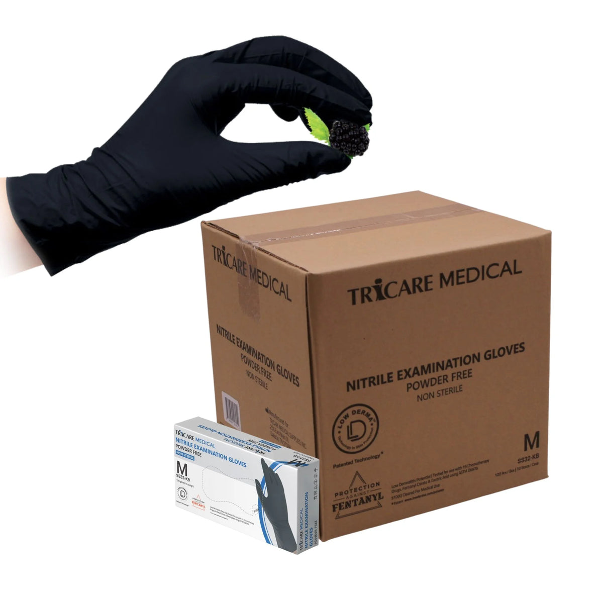 Medium Berry Black Nitrile Exam Gloves, Case of 1000 G754272