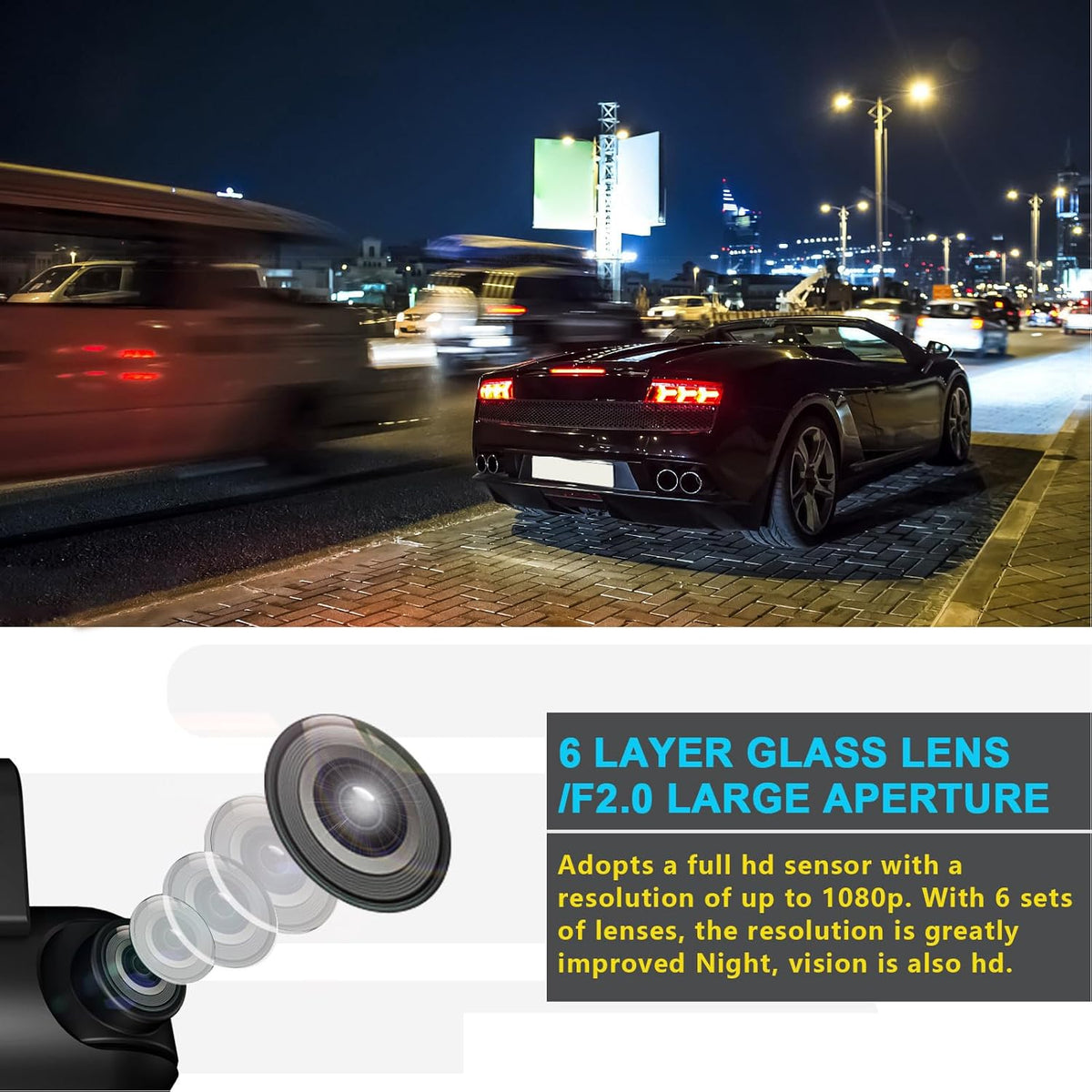 1080P FHD Front and Rear Dash Cam with 170° Wide Angle L78915