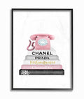 Grey Pink and Black Fashion Bookstack Framed Texturized Art J116