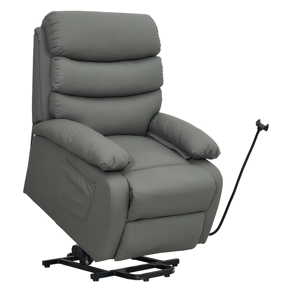 Dark Gray Micro Leather Power Lift Recliner Chair with Remote B464
