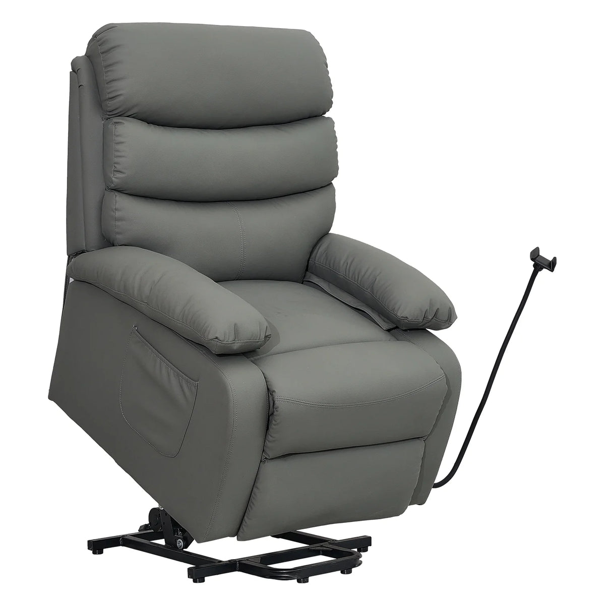 Dark Gray Micro Leather Power Lift Recliner Chair with Remote B464