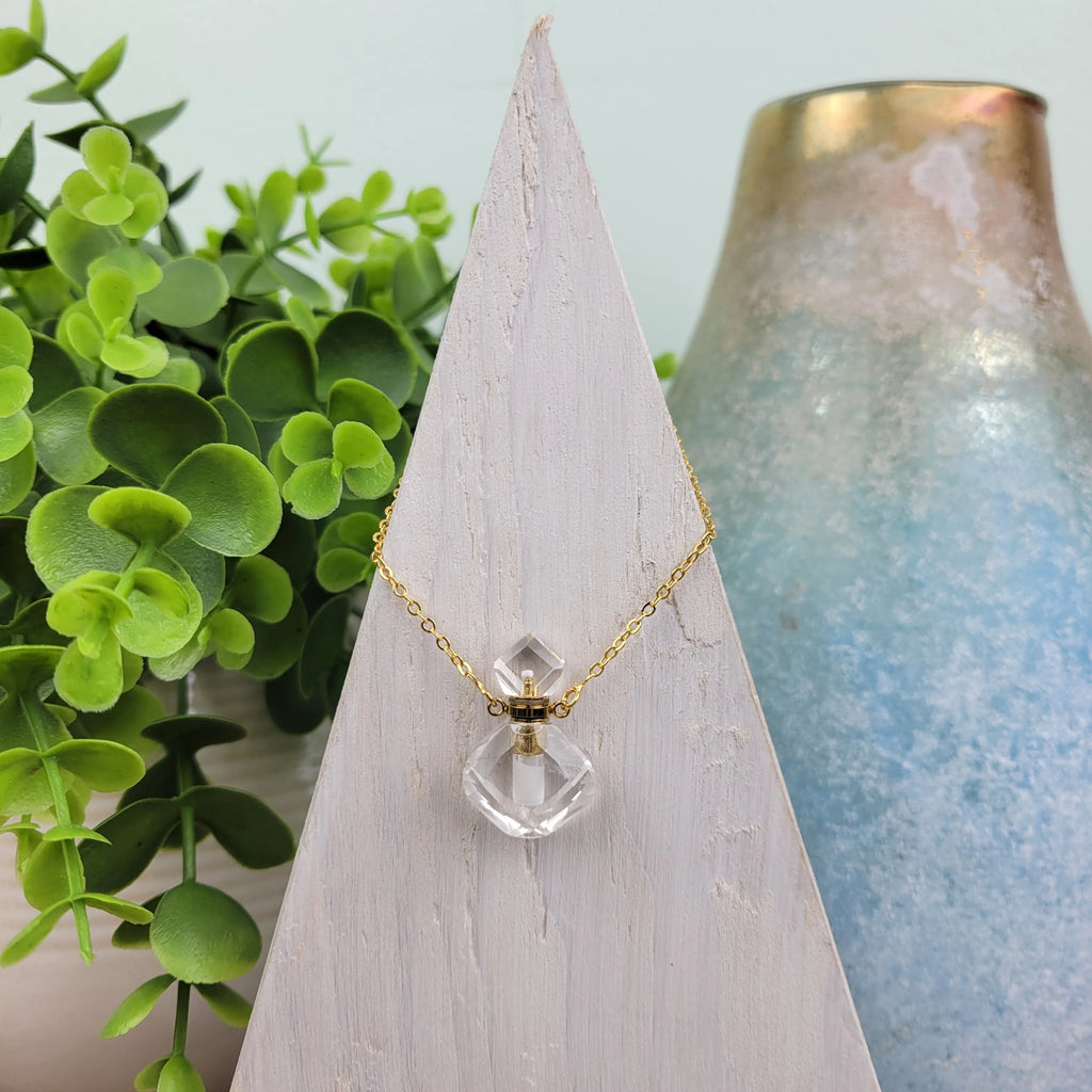 Gemstone Mini Perfume Bottle Necklace J9378