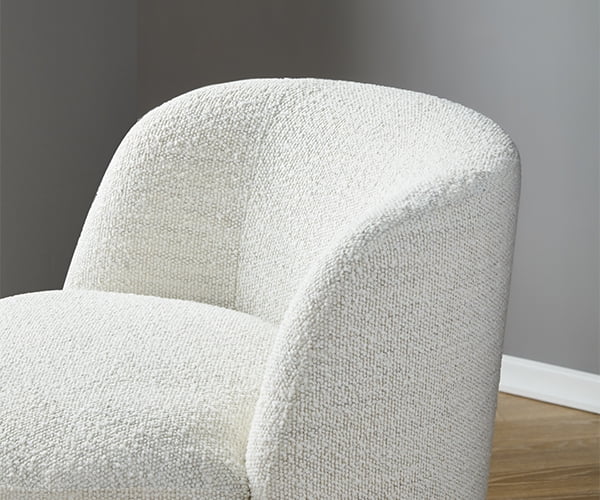 White Boucle Swivel Accent Chair T6347
