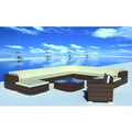 12 Piece Patio Lounge Set with Cushions Brown Poly Rattan K930349