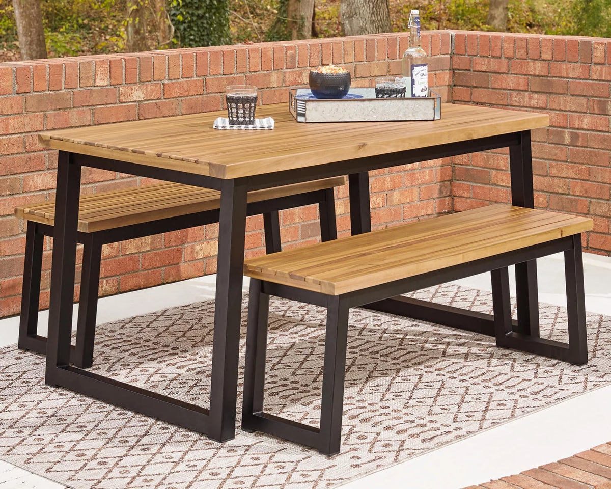 Outdoor Dining Table Set (Set of 3) Brown/Black Q797