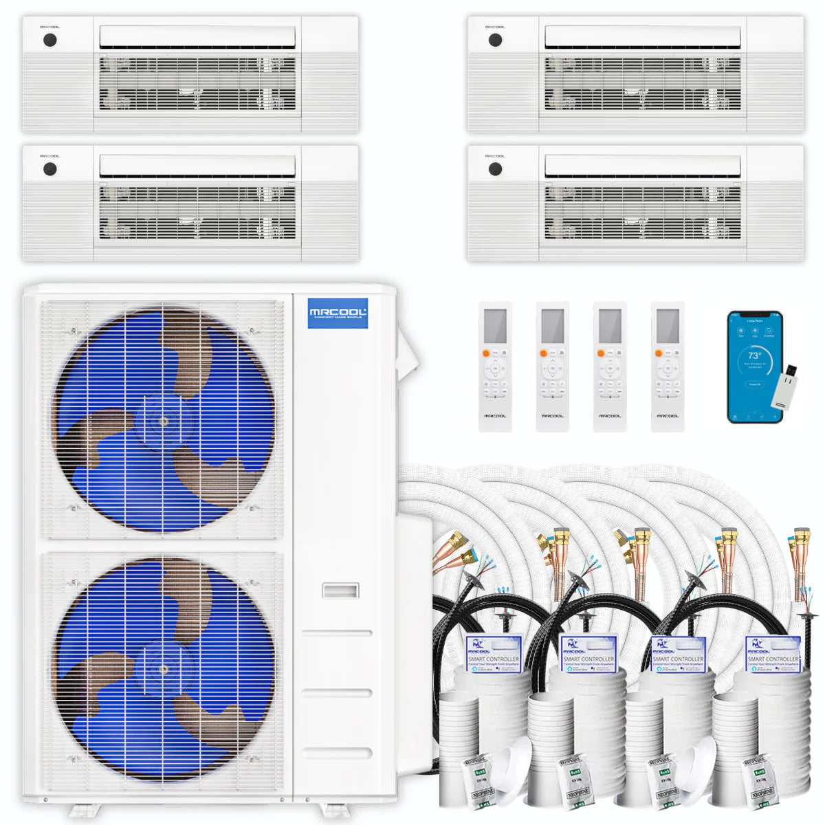 45,000 BTU 4 Zone Ceiling Cassette Ductless Air Conditioner and Heat Pump G996805
