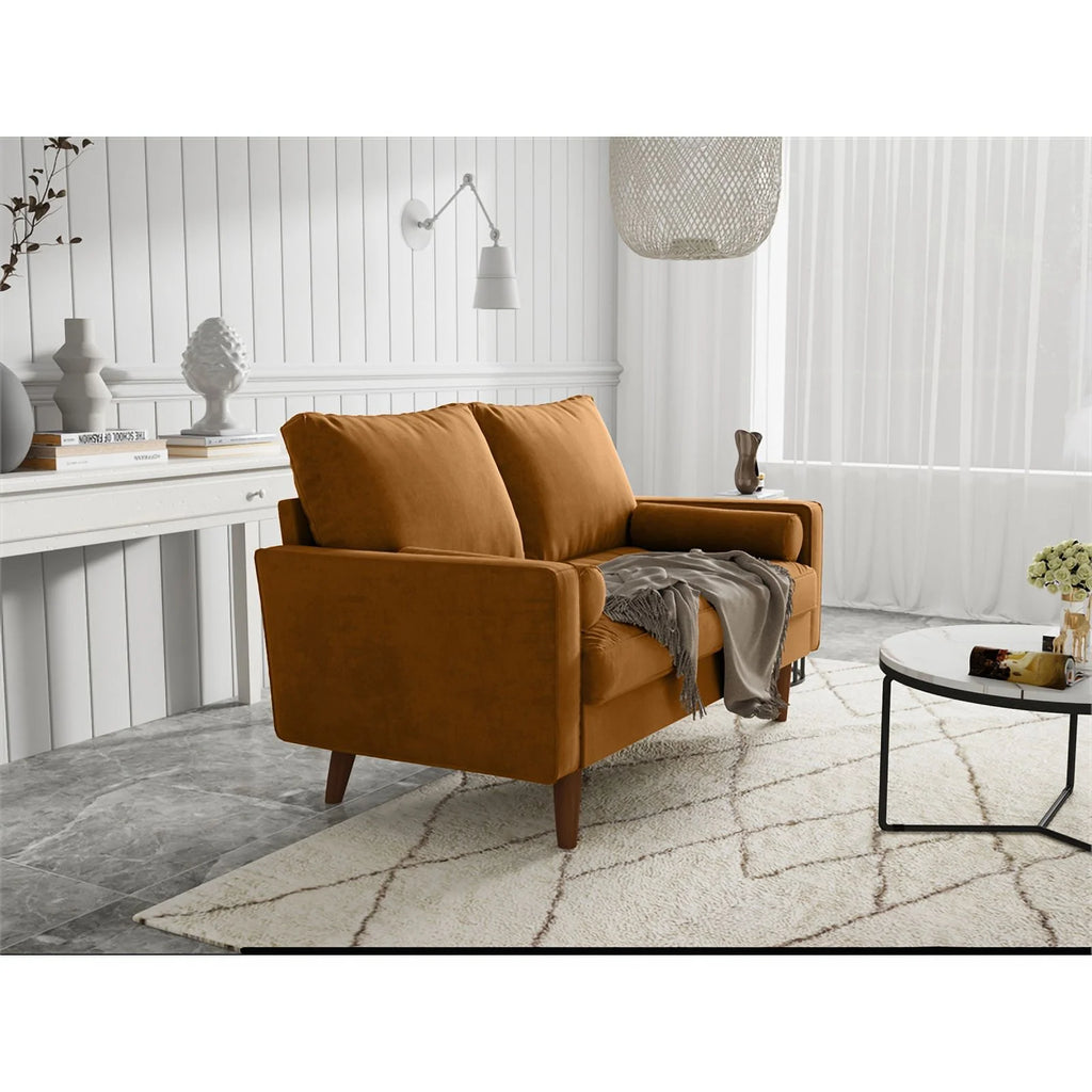 Ginger Brown Velvet Loveseat U41981