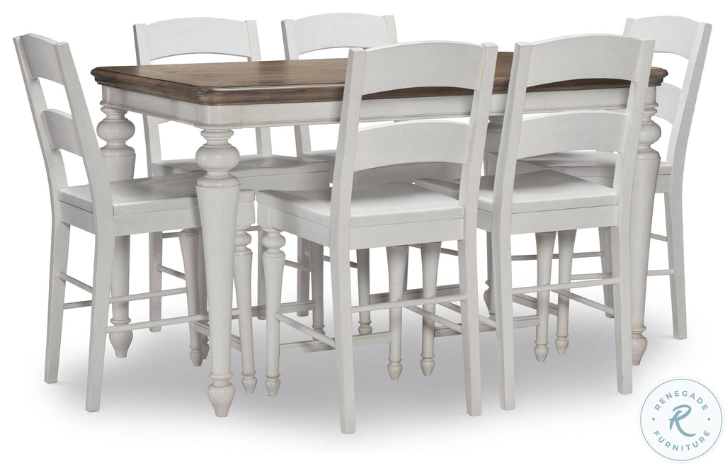 Aged Taupe Rustic White Pub Table F8047
