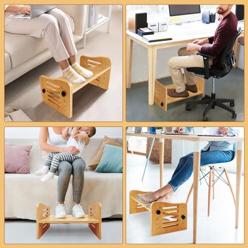 Bamboo Adjustable Under Desk Footrest with 7-Level Adjust R1205