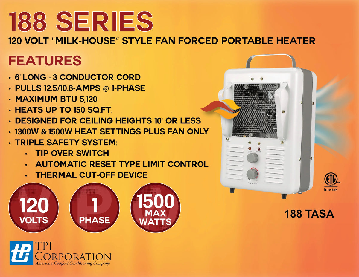 Milkhouse Style Heater Fan Forced I3406