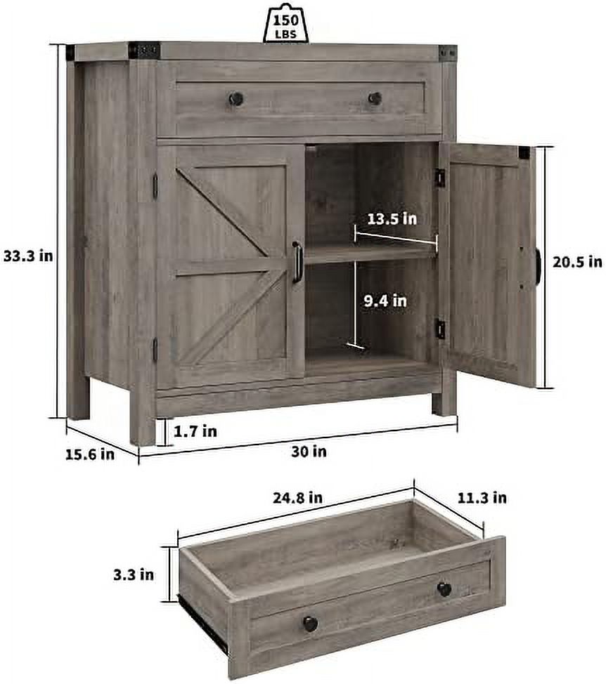 Rustic Brown Barn Door Buffet Sideboard with Drawer Q137263