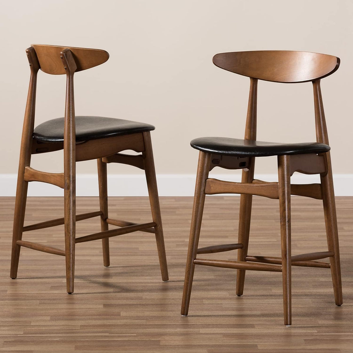 Black Faux Leather Counter Stool Set Qty 2 E393942