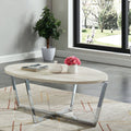 Contemporary Oval Chrome Coffee Table Q5943