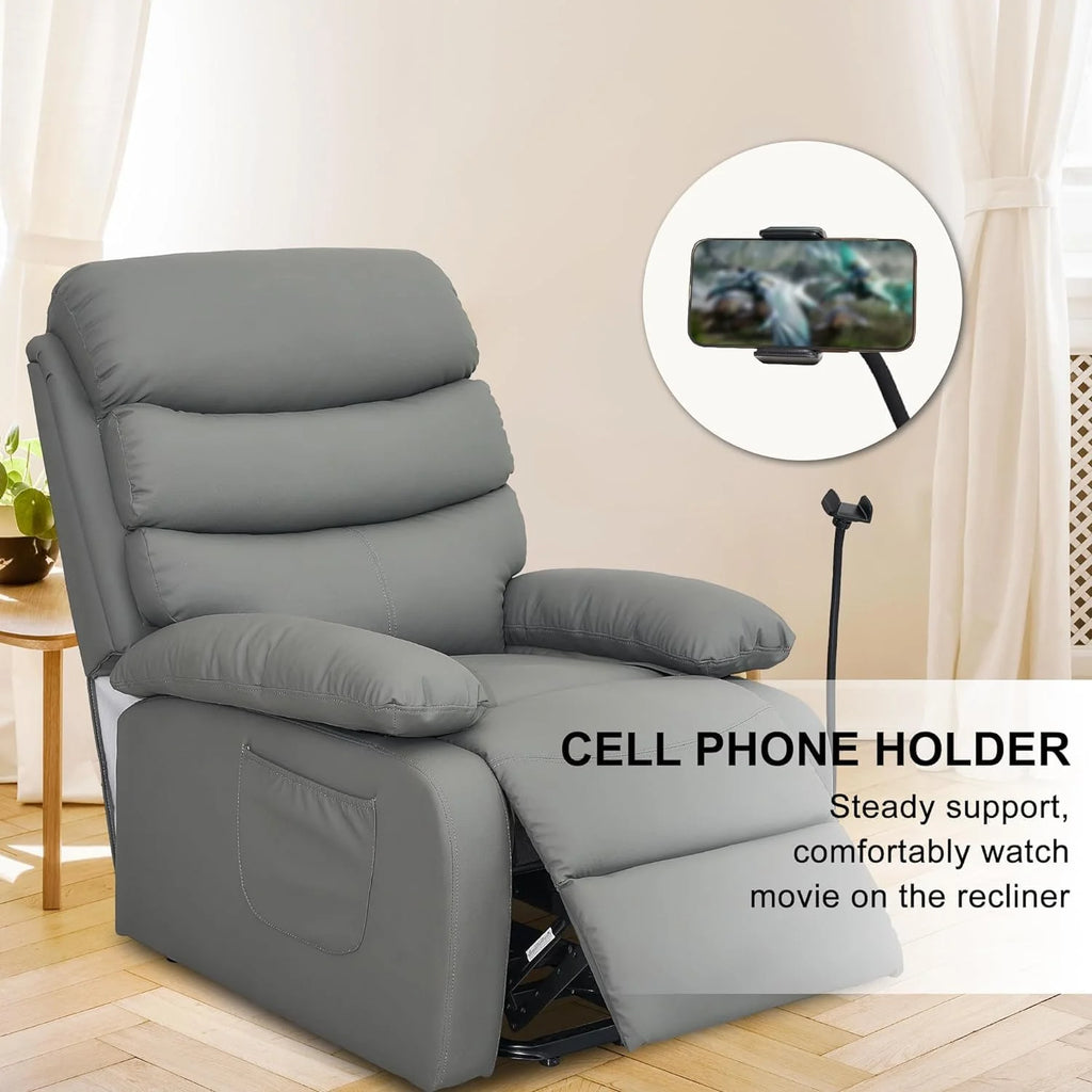 Dark Gray Micro Leather Power Lift Recliner Chair with Remote B464