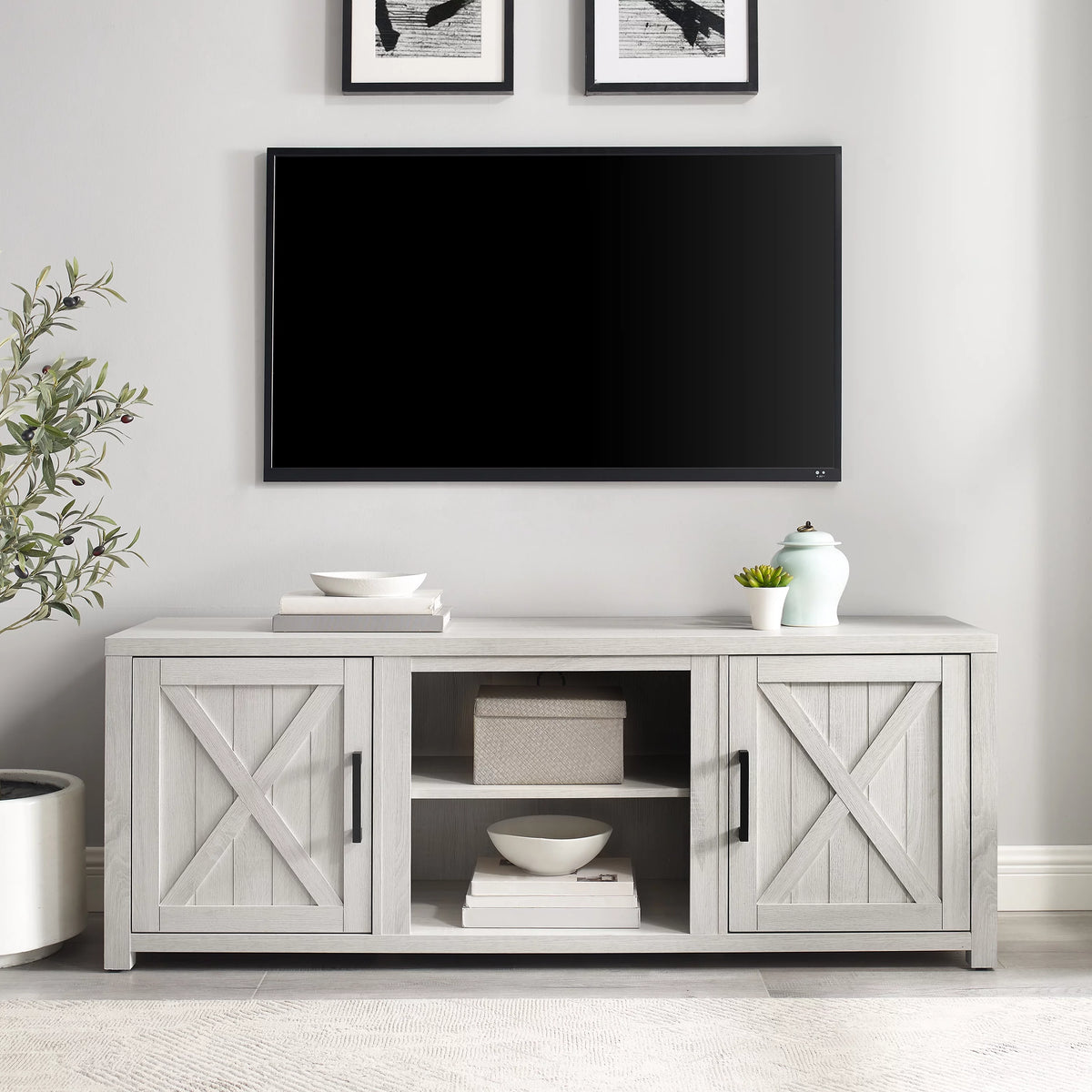 White Modern Wood TV Stand C8946