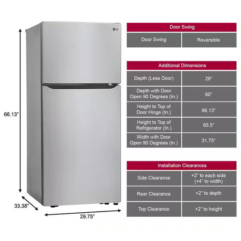20 cu. ft. Top Freezer Refrigerator with Reversible Door in Stainless Steel K71238