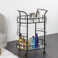 Black Metal and Glass Serving Bar Cart N76325