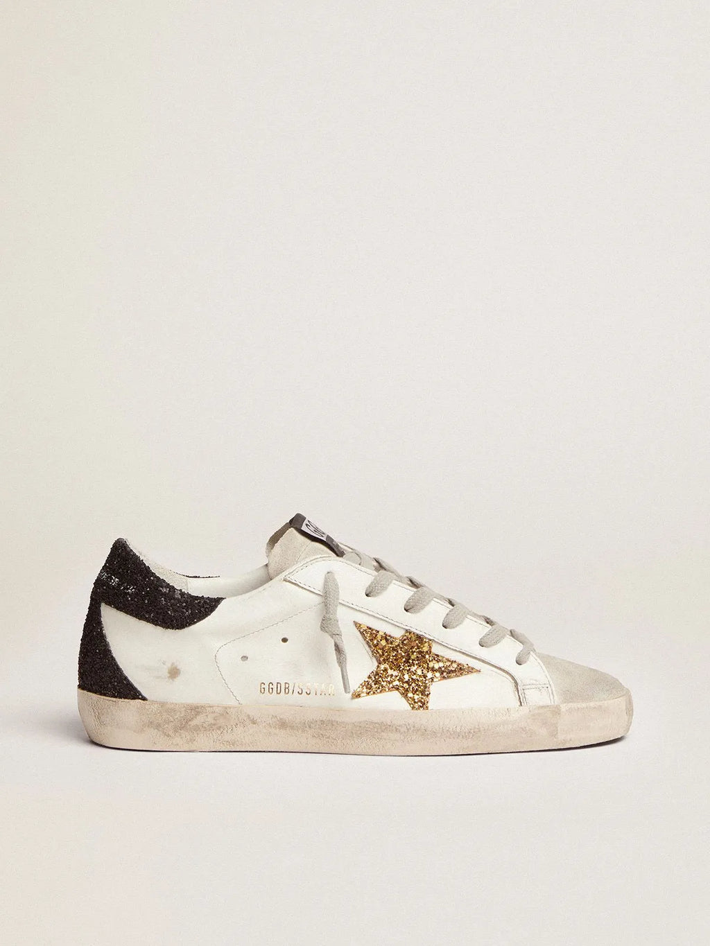 Super-Star sneakers with gold star and glittery black heel tab B40716