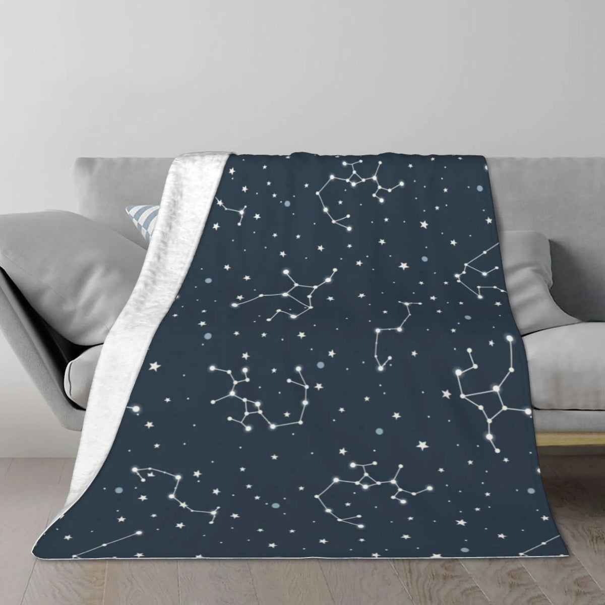 Blue Space Constellation Stars Pattern Plush Throw Blanket, 50" x 40" Z2136