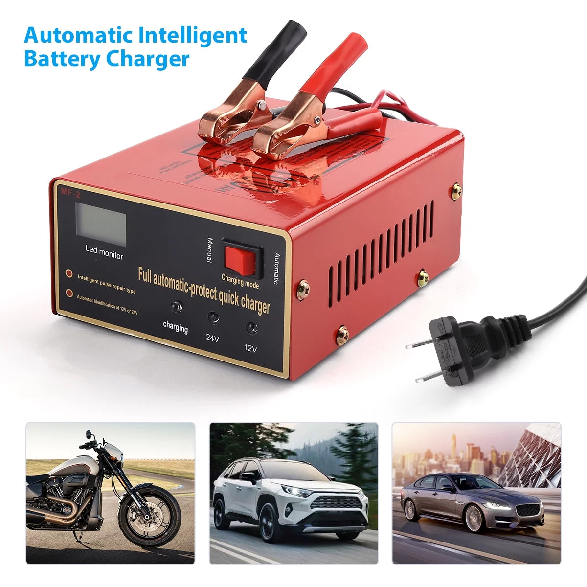12V/24V Automatic Car Battery Charger B3952