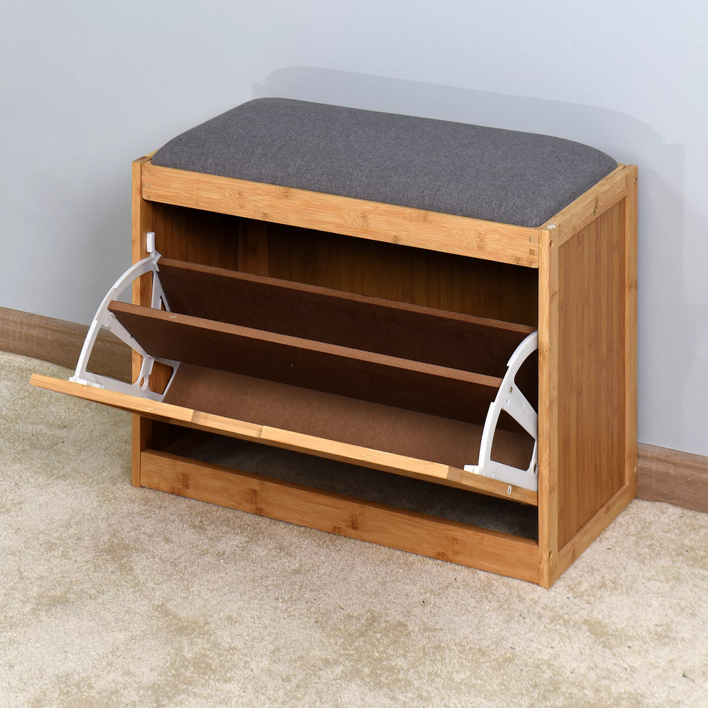 Narrow 2 Tier Bamboo Storage Bench K8480
