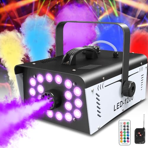 1200W Fog Machine with 18 LED Lights and Remote F9669