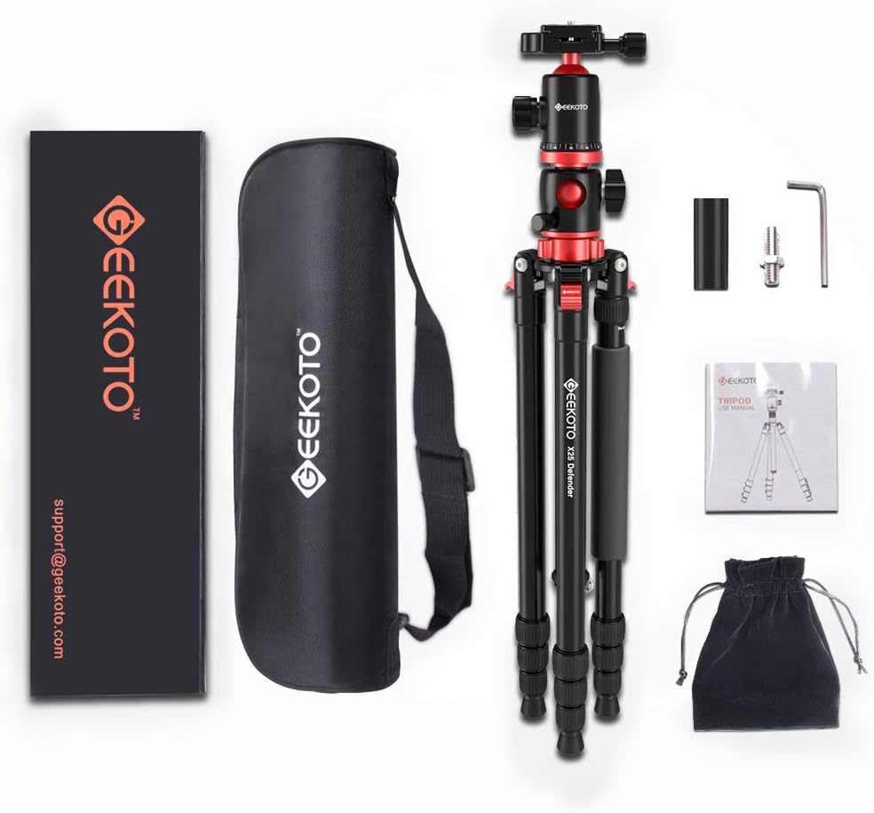 Aluminum Tripod with 360-Degree Ball Head and Rotatable Center Column, 75-Inch G249