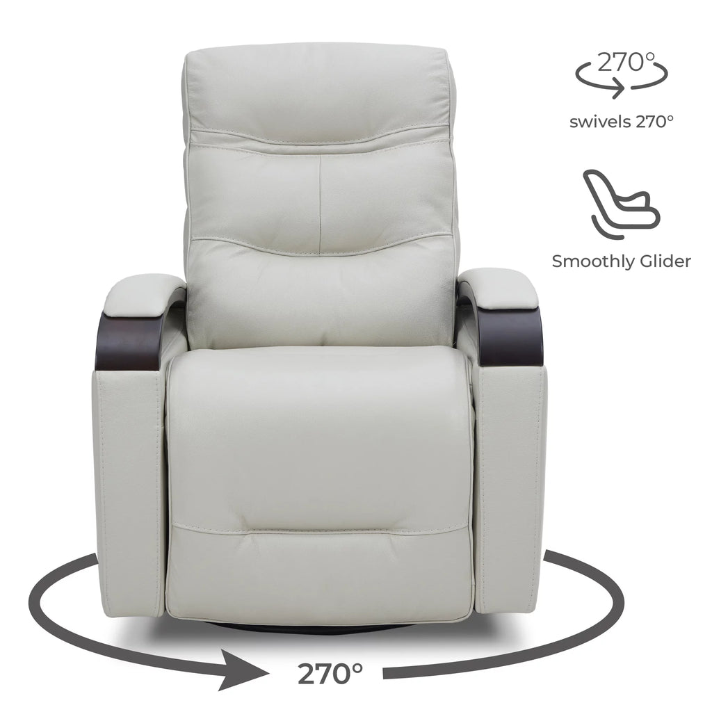White Leather Power Swivel Glider Recliner Y30517