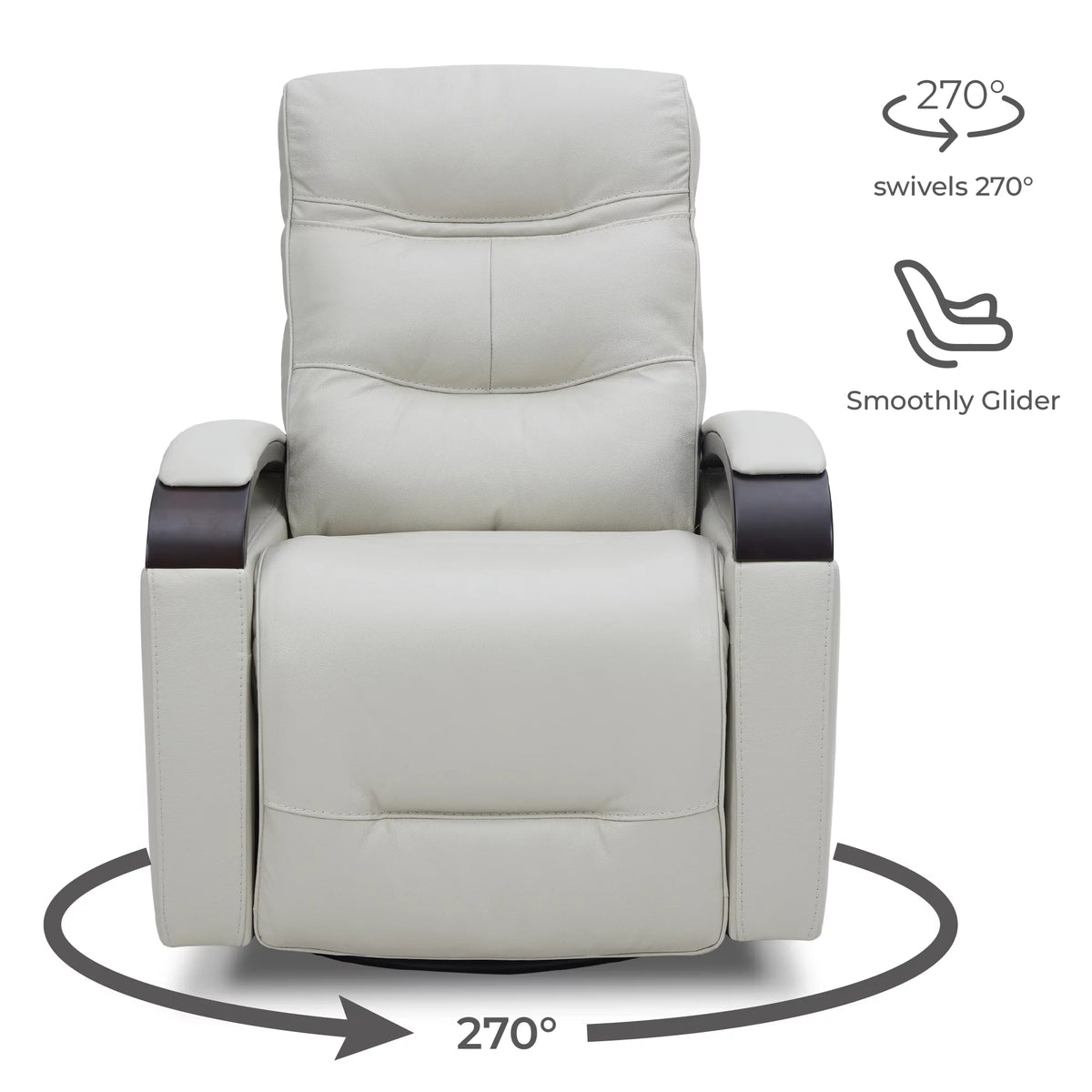 White Leather Power Swivel Glider Recliner Y30517