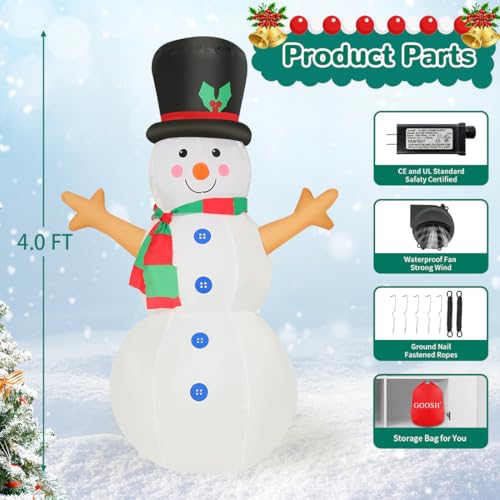 4 FT Christmas Inflatables Snowman with LED Lights N174