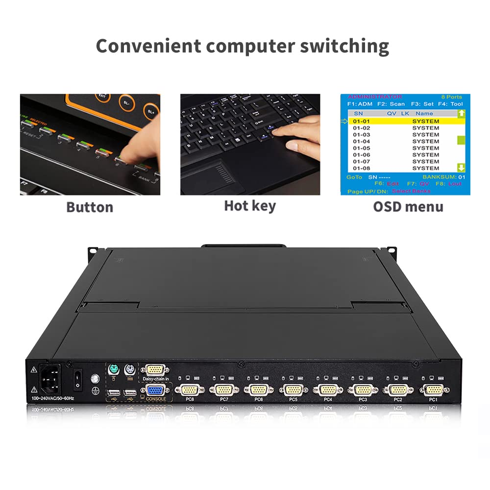 19" LCD Rack Mount KVM Console with Keyboard and Touchpad, 1U, 1280×1024@60Hz Z47308