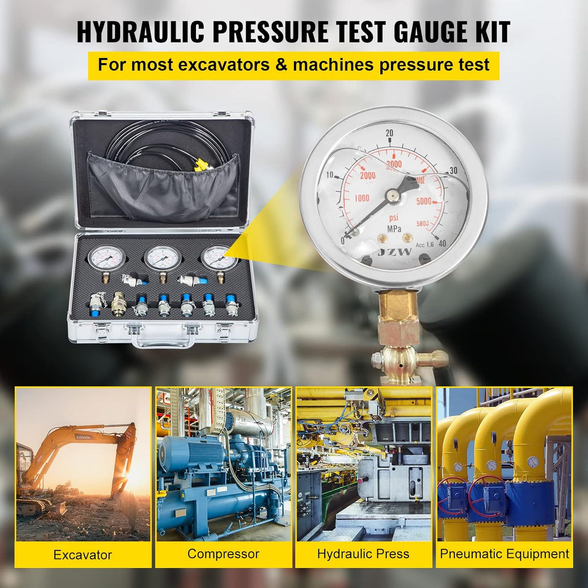 Hydraulic Pressure Test Kit 25/40/60Mpa 9 Couplings O30799