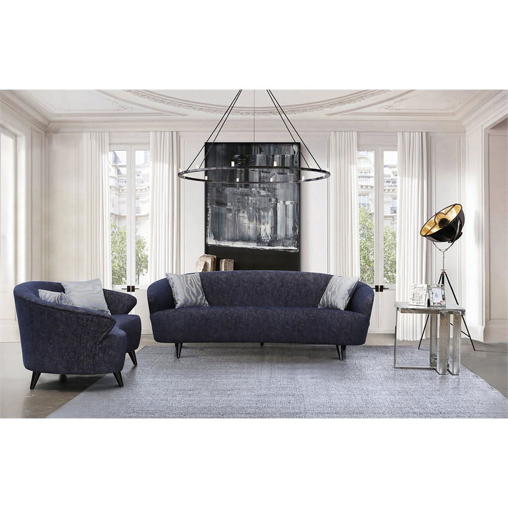 Dark Blue Fabric Loveseat Y311