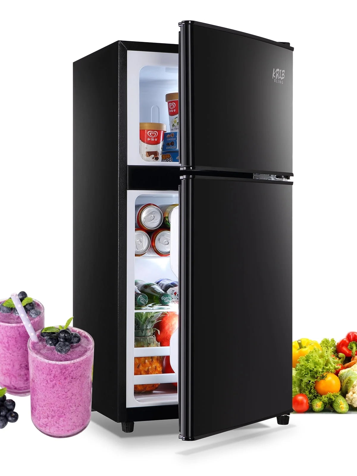3.5 Cu.ft Black Mini Fridge with Freezer Q132