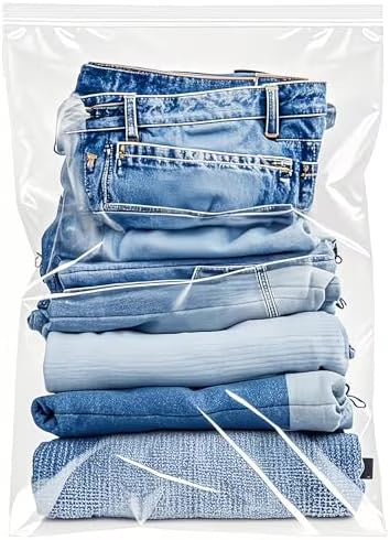 Large 5 Gallon Plastic Storage Bags (10 Pack) - 18" x 24", 2.4 Mil Thick, Resealable Clear Zipper Bags C1477