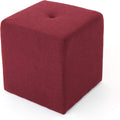 Deep Red Fabric Square Ottoman F912