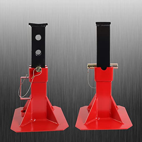 12 Ton Heavy Duty Pin Style Adjustable Height Automotive Jack Stands, Red, 1 Pair D5822