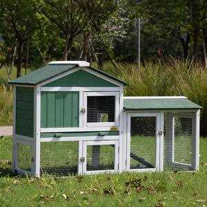 2-Tier Outdoor Wooden Rabbit Hutch with Ramp R95911