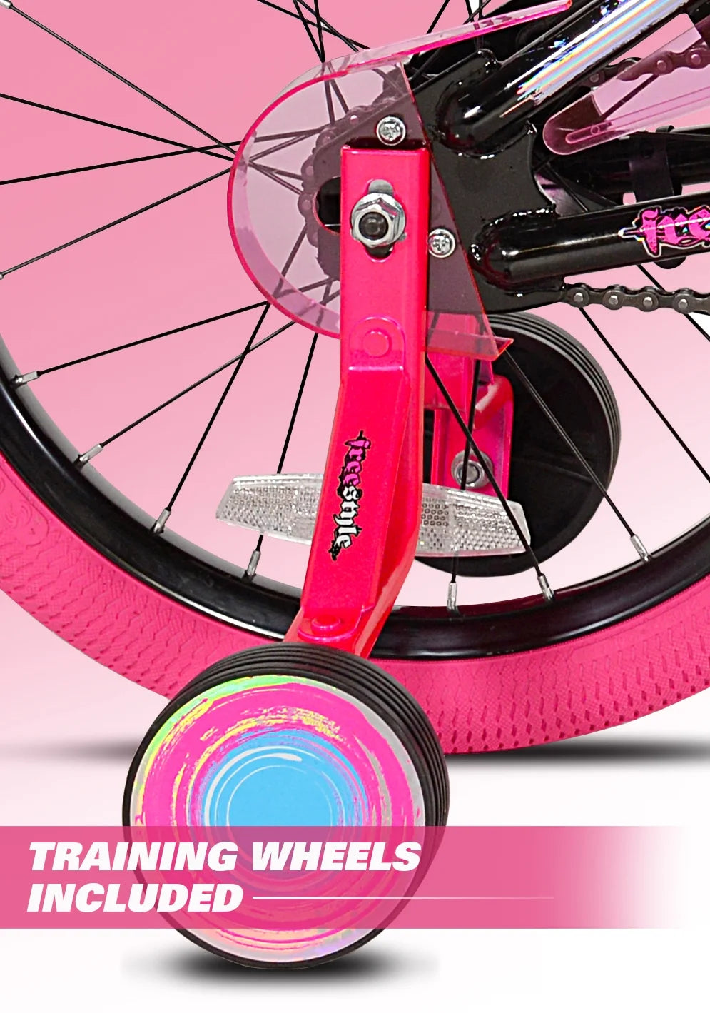 18 inch Girl's Sparkles Bicycle, Black and Pink W509456