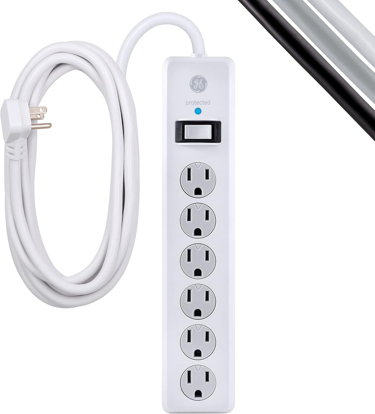 6-Outlet Surge Protector, 2 Pack, 20 Ft Extension Cord, White R3549