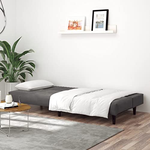 Dark Gray Velvet 2-Seater Sofa Bed U963