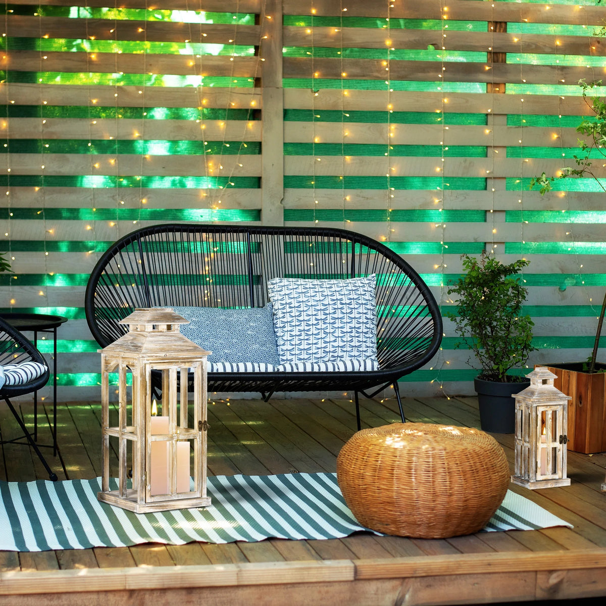 2 Pack Large Rustic Wooden Lantern Decorative, Natural P699863