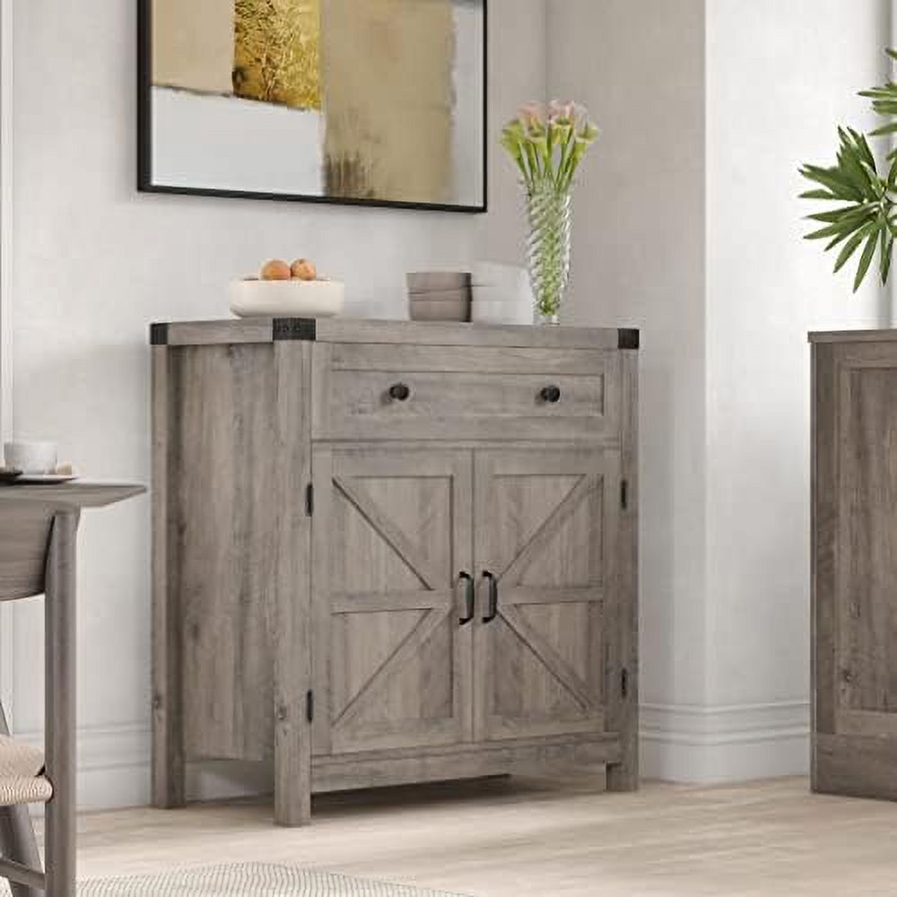 Rustic Brown Barn Door Buffet Sideboard with Drawer Q137263