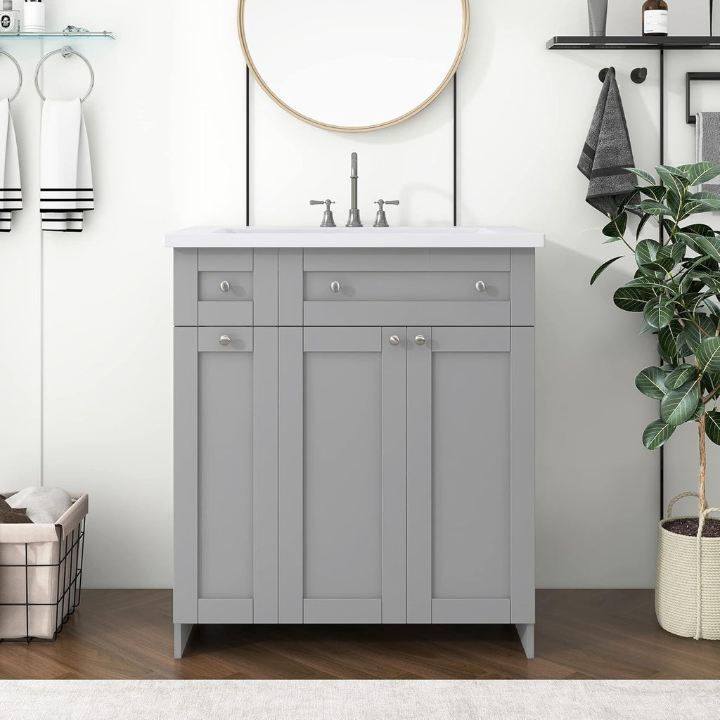 30" Grey Bathroom Vanity with Single Sink M907