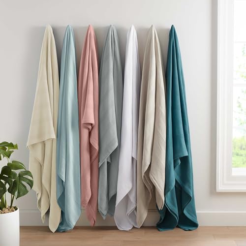 100% Cotton Twin Size Blanket (90 x 66 Inch, White) L9620