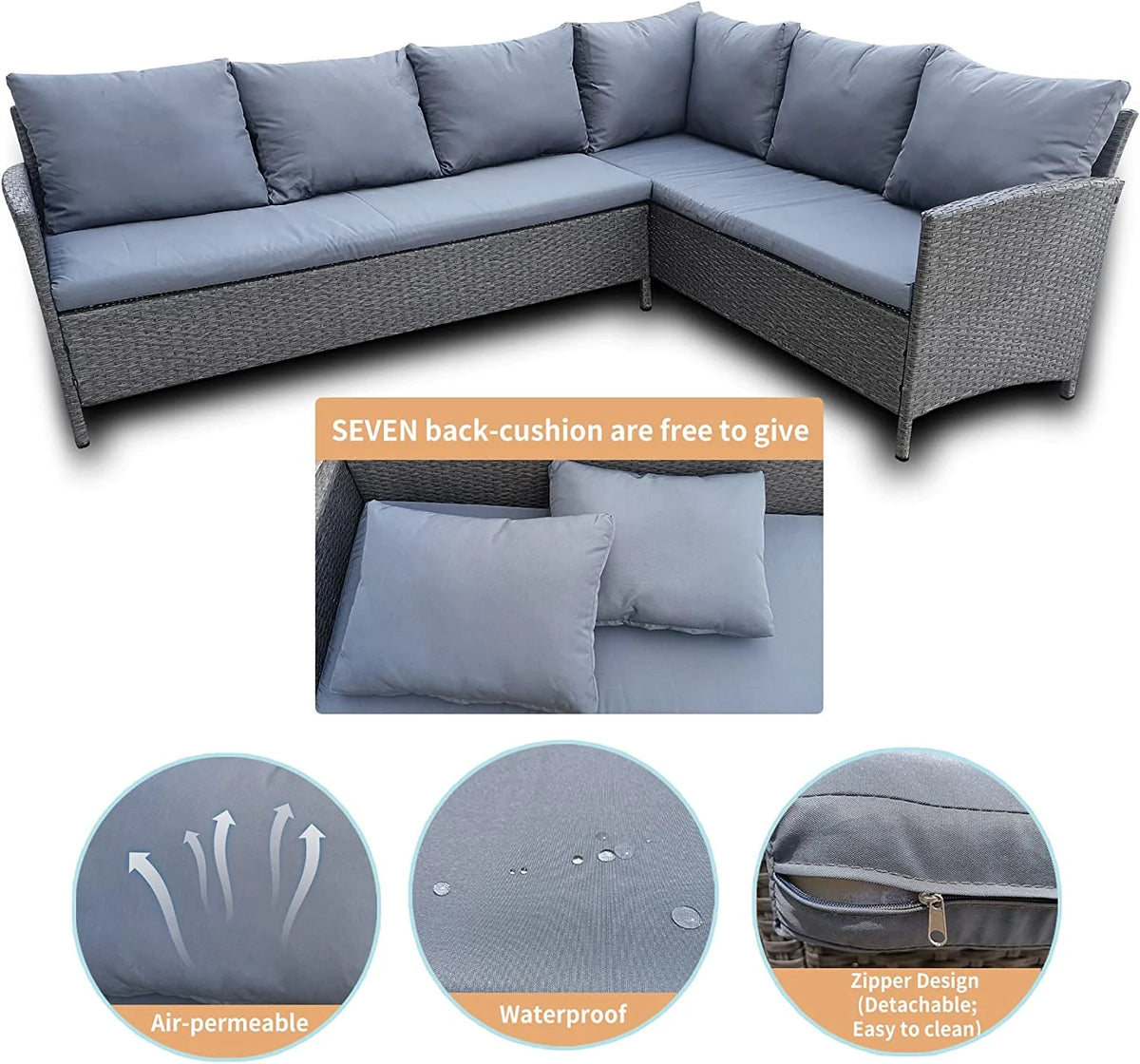 4-Piece Outdoor Patio Sofa Furniture Set with Tempered Glass Table X163