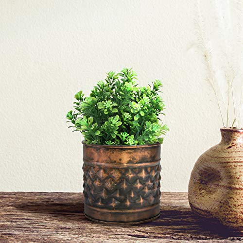 Decorative Diamond Textured Copper Metal Container G42212